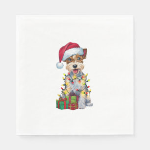 Xmas Lighting Santa Silky Terrier Dog Christmas _2 Napkin