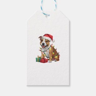 Xmas Lighting Santa Staffordshire Bull Terrier Dog Gift Tags