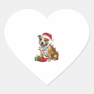 Xmas Lighting Santa Staffordshire Bull Terrier Dog Heart Sticker
