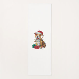 Xmas Lighting Santa Staffordshire Bull Terrier Dog Yoga Mat