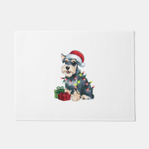 Xmas Lighting Santa Standard Schnauzer Dog Christm Doormat