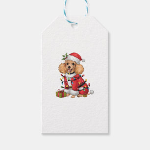 Xmas Lighting Santa Toy Poodle Dog Christmas Gift Tags