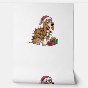Xmas Lighting Santa Treeing Walker Coonhound Dog C Wallpaper