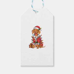 Xmas Lighting Santa Vizsla Dog Christmas  Gift Tags