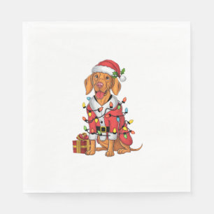 Xmas Lighting Santa Vizsla Dog Christmas  Napkin