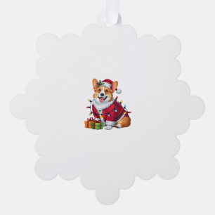 Xmas Lighting Santa Welsh Corgi Dog Christmas Ornament Card