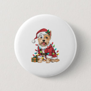 Xmas Lighting Santa Westie Dog Christmas 2 Inch Round Button