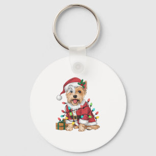 Xmas Lighting Santa Westie Dog Christmas Keychain