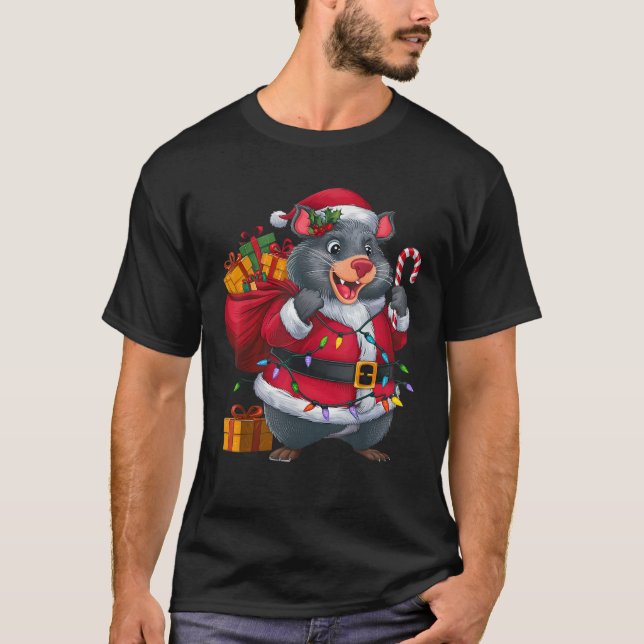 Xmas Lighting Santa Wombat Christmas  T-Shirt (Front)