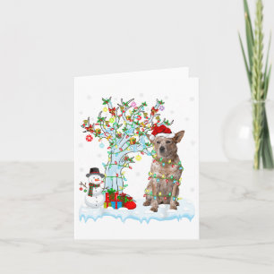 Xmas Lighting Tree Santa Hat Australian Cattle Dog Card