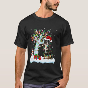 Xmas Lighting Tree Santa Hat Bernese Mountain Dog T-Shirt