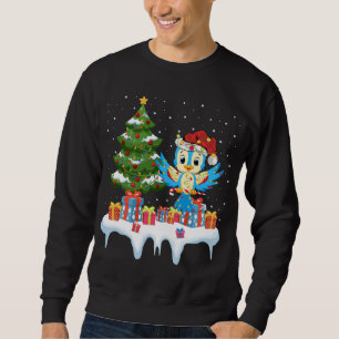 Xmas Lighting Tree Santa Hat Bluebird Christmas Sweatshirt