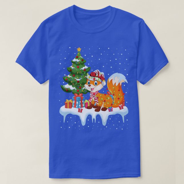 Xmas Lighting Tree Santa Hat Fo Christmas T-Shirt (Design Front)