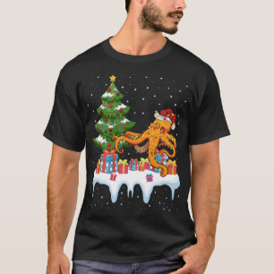 Xmas Lighting Tree Santa Hat Octopus Christmas T-Shirt