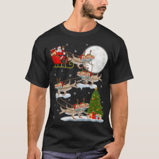 Xmas Lighting Tree Santa Riding Bearded Dragon Chr T-Shirt