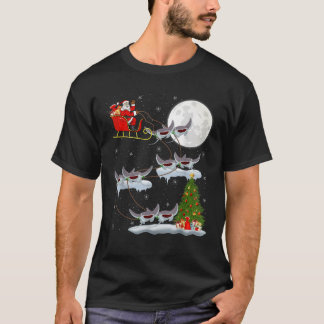 Xmas Lighting Tree Santa Riding Manta Ray Fish Chr T-Shirt