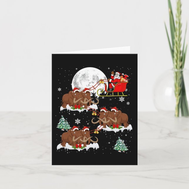 Xmas Lighting Tree Santa Riding Woolly Mammoth Chr Card (Front)