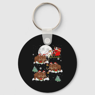 Xmas Lighting Tree Santa Riding Woolly Mammoth Chr Keychain
