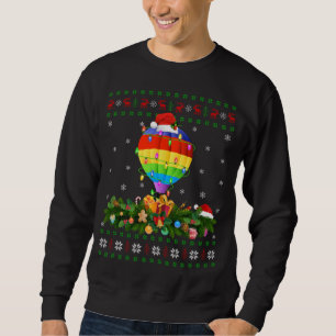 Xmas Lighting Tree Santa Ugly Hot Air Balloon Chri Sweatshirt