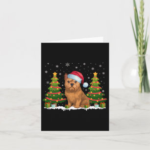 Xmas Lights Brussels Griffon Dog Santa Hat Christm Card