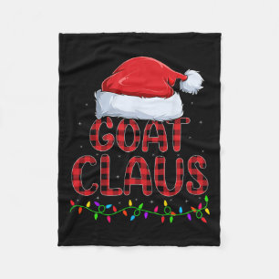 Xmas Lights Buffalo Plaid Goat Santa Claus Christm Fleece Blanket