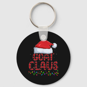 Xmas Lights Buffalo Plaid Goat Santa Claus Christm Keychain