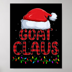 Xmas Lights Buffalo Plaid Goat Santa Claus Christm Poster