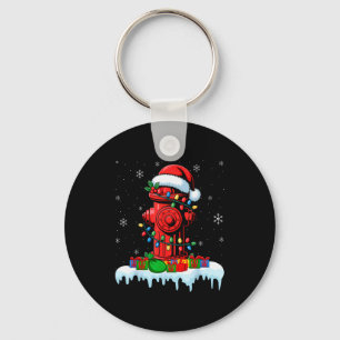 Xmas Lights Fire Hydrant Firefighter Christmas  Keychain