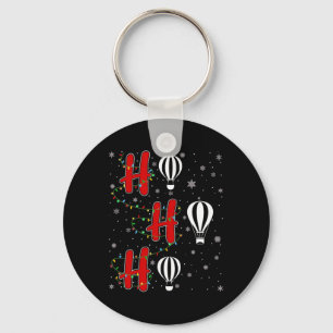 Xmas Lights Ho Ho Ho Hot Air Bylloon Funny Ugly Ch Keychain