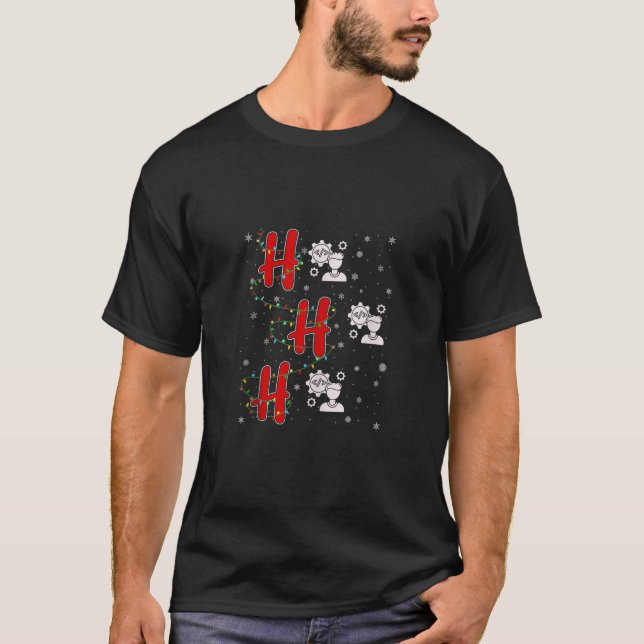 Xmas Lights HO HO HO Software Engineer Funny Ugly  T-Shirt (Front)