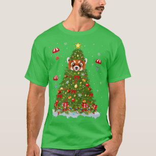 Xmas Lights Matching Family Funny Red Panda Christ T-Shirt