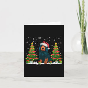 Xmas Lights Portuguese Water Dog Santa Hat Christm Card