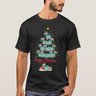 Xmas Lights Santa Brontosaurus Dinosaur Christma T-Shirt