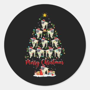 Xmas Lights Santa English Mastiff Dog Christmas Tr Classic Round Sticker