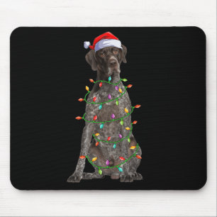 Xmas Lights Santa German Shorthaired Inter Dog Chr Mouse Pad