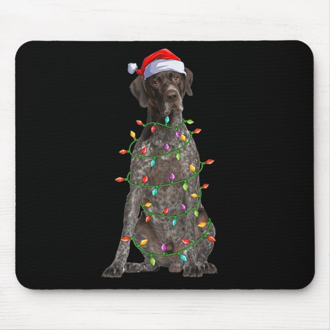 Xmas Lights Santa German Shorthaired Inter Dog Chr Mouse Pad (Front)