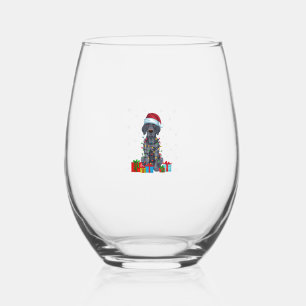 Xmas Lights Santa German Shorthaired Pointer Dog C Stemless Wine Glass