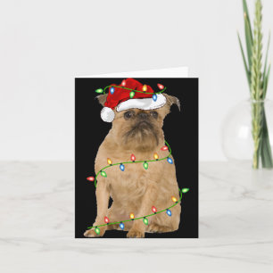 Xmas Lights Santa Hat Brussels Griffon Dog Christm Card