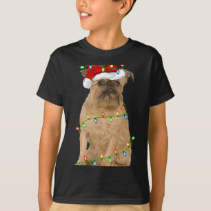 Xmas Lights Santa Hat Brussels Griffon Dog Christm T-Shirt