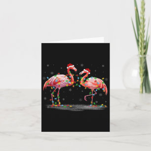 Xmas Lights Santa Hat Flamingo Christmas Pyjamas  Card