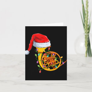 Xmas Lights Santa Hat Musical French Horn Christma Card