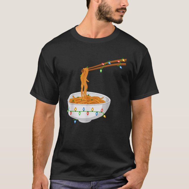 Xmas Lights Santa Hat Noodles Christmas  T-Shirt (Front)