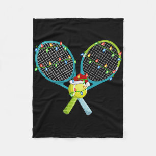 Xmas Lights Santa Hat Tennis Christmas Premium  Fleece Blanket