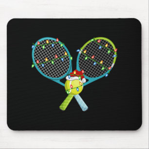 Xmas Lights Santa Hat Tennis Christmas Premium  Mouse Pad