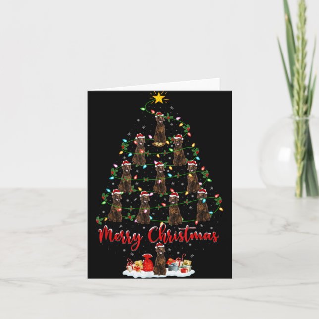 Xmas Lights Santa Irish Setter Dog Christmas Tree  Card (Front)