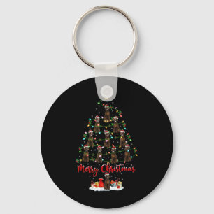 Xmas Lights Santa Irish Setter Dog Christmas Tree Keychain