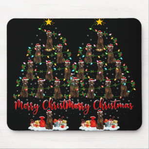 Xmas Lights Santa Irish Setter Dog Christmas Tree Mouse Pad