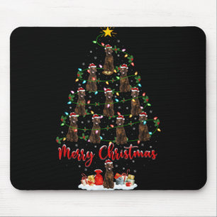 Xmas Lights Santa Irish Setter Dog Christmas Tree Mouse Pad