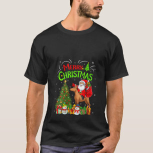 Xmas Lights Santa Riding Miniature Pinscher Dog Ch T-Shirt