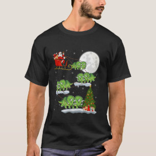 Xmas Lights Santa Riding Triceratops Dinosaur Chri T-Shirt